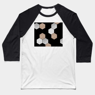 Black geometric marble and rose gold Baseball T-Shirt